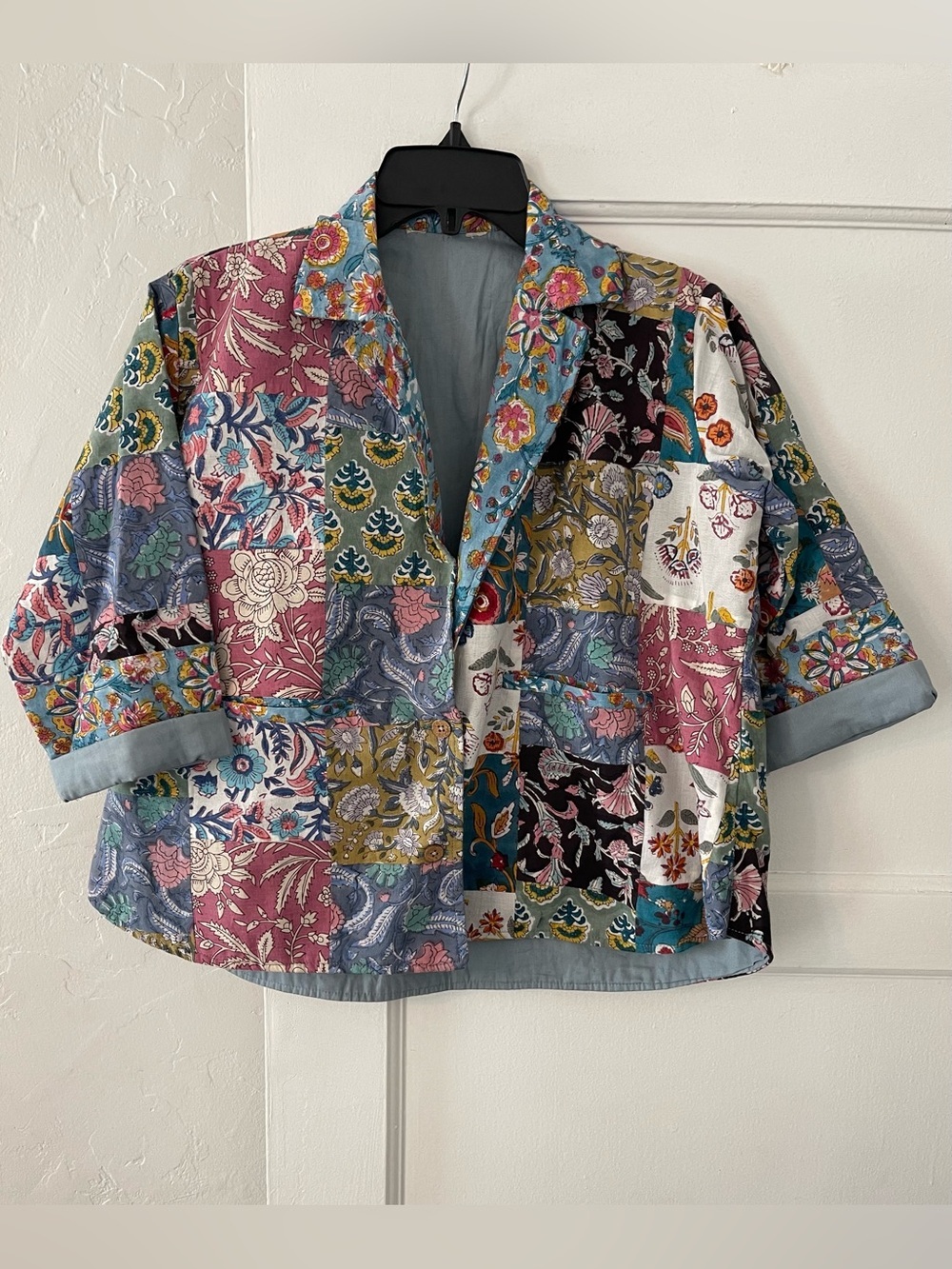 Patchwork Floral Boxy Jacket - Multicolor